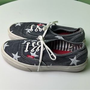 Vans Blue Denim and White Star Shoes 7.5